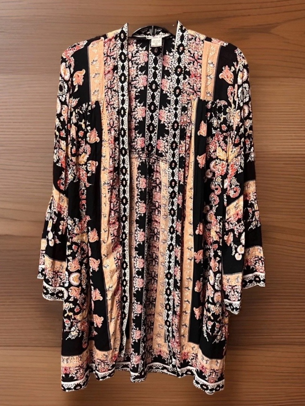 Vintage Lola P Boho Bell Sleeve Kimono Rayon Sz S Oversized Y2K Festival Beach